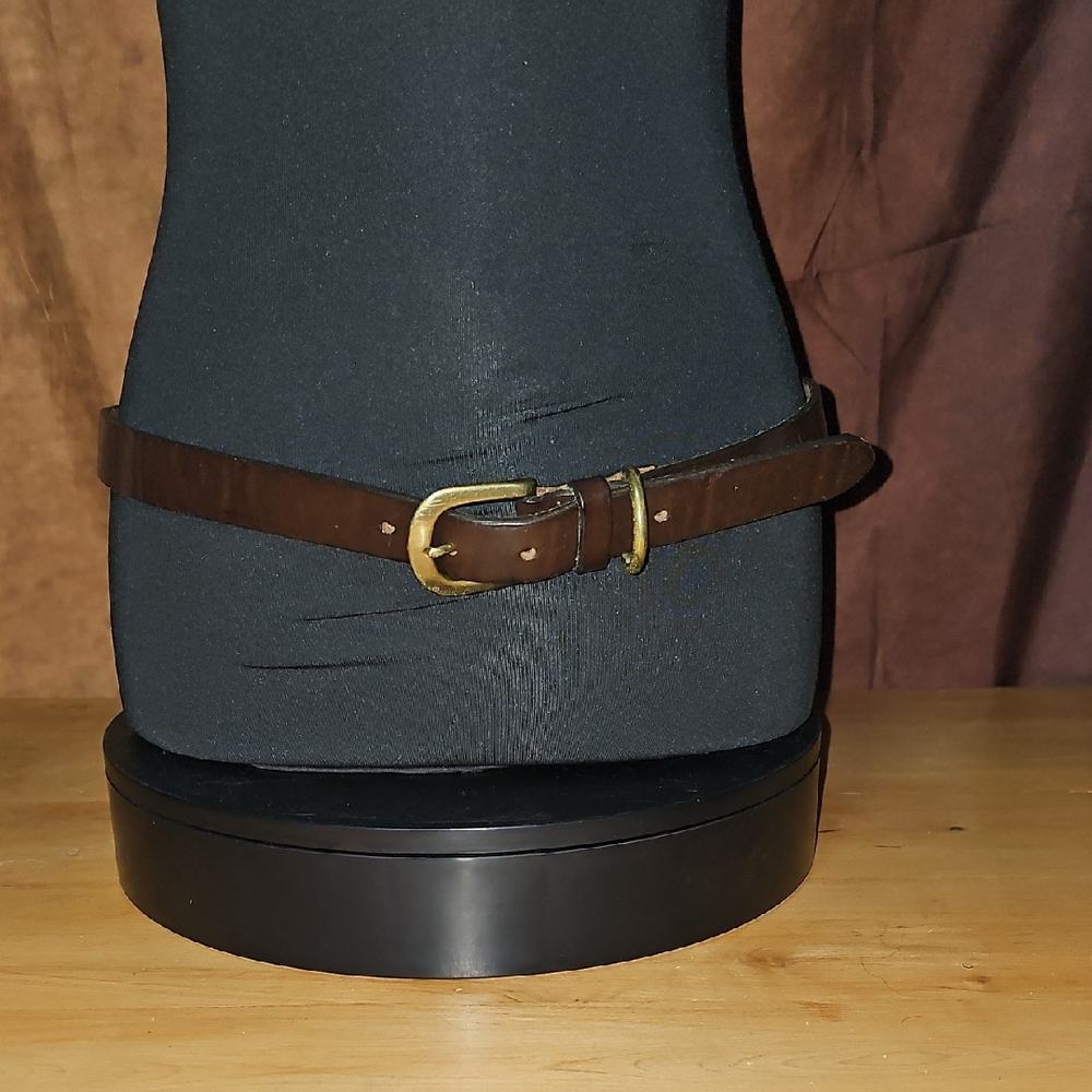 Vintage Eddie Bauer Brown Belt with Gold Buckle